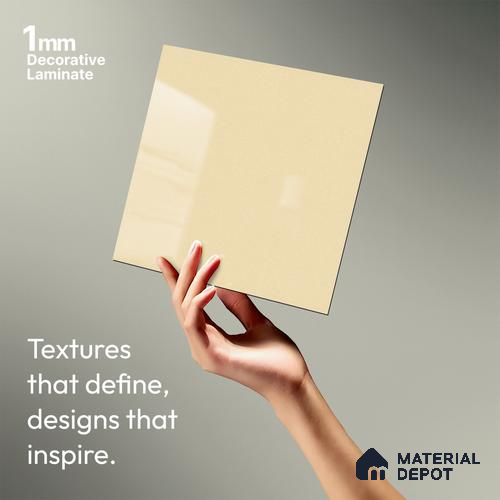 White Solid Colors Look LM 10864 8 ft x 4 ft Glossy Finish Decorative Laminate - 1 mm | Suitable for Living Room, Kitchen, Office