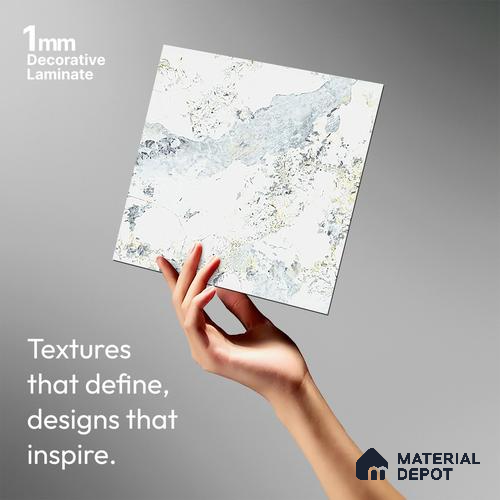 White Marble Look LM 10878 8 ft x 4 ft Texture Finish Decorative Laminate - 1 mm | Suitable for TV Unit, Wardrobe, Kitchen Cabinets