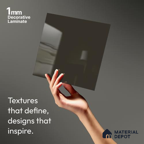 LM 21049 Steel High Gloss Finish 8 ft x 4 ft Decorative Laminate - 1 mm | Suitable for Living Room, Kitchen, Office