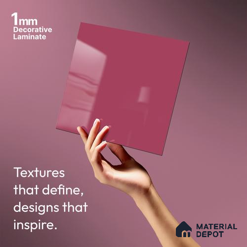 LM 21052 Hot Pink High Gloss Finish 8 ft x 4 ft Decorative Laminate - 1 mm | Suitable for Living Room, Kitchen, Office
