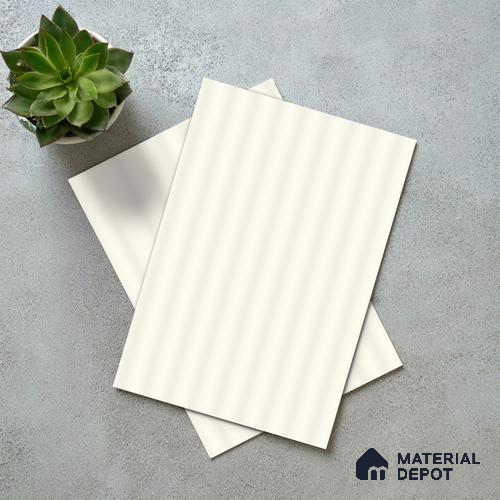 Soft Cream White Fluted Solid Color LM 18333 8 ft x 4 ft Texture Finish Decorative Laminate - 1.25 mm | Suitable for TV Unit,Wardrobe, Kitchen Cabinets