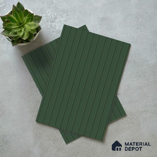 Deep Forest Green Fluted Solid Color LM 18350 8 ft x 4 ft Texture Finish Decorative Laminate - 1.25 mm | Suitable for TV Unit,Wardrobe, Kitchen Cabinets
