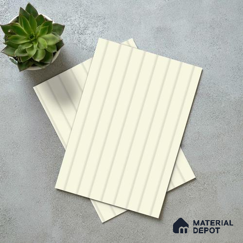 Light Beige Fluted Solid Color LM 18351 8 ft x 4 ft Texture Finish Decorative Laminate - 1.25 mm | Suitable for TV Unit,Wardrobe, Kitchen Cabinets