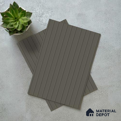 Dove Grey Fluted Solid Color LM 18353 8 ft x 4 ft Texture Finish Decorative Laminate - 1.25 mm | Suitable for TV Unit,Wardrobe, Kitchen Cabinets