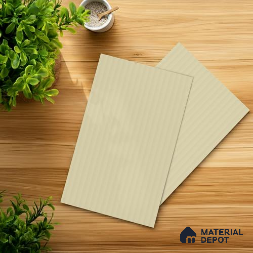 Warm Beige Fluted Solid Color 1E230 CFL Striped Warm White 8 ft x 4 ft Texture Finish Decorative Laminate - 1 mm | Suitable for TV Unit,Wardrobe, Kitchen Cabinets