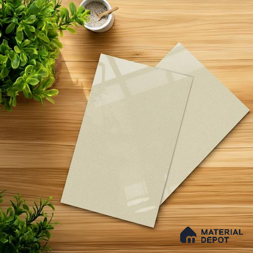 Beige Sparkle look Ferrero 1E480 HGL Blush Tinted White 8 ft x 4 ft High Gloss Finish Decorative Laminate - 1 mm | Matching Prism Edgeband Code - (10101)