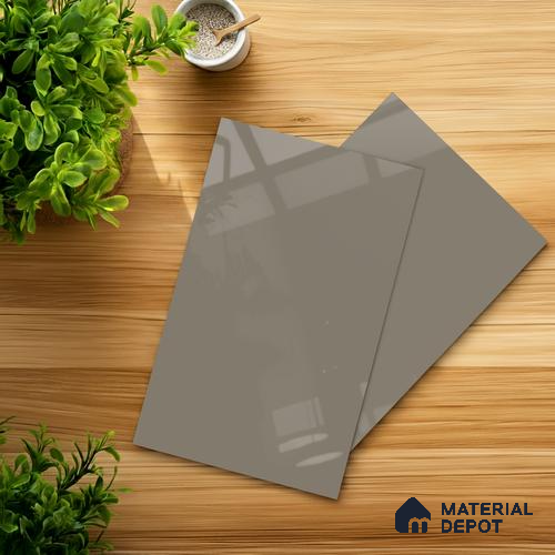 Chrome Grey Solid Colors Look HG 911 8 ft x 4 ft High Gloss Finish Decorative Laminate - 1 mm | Suitable for Living Room, Kitchen, Office