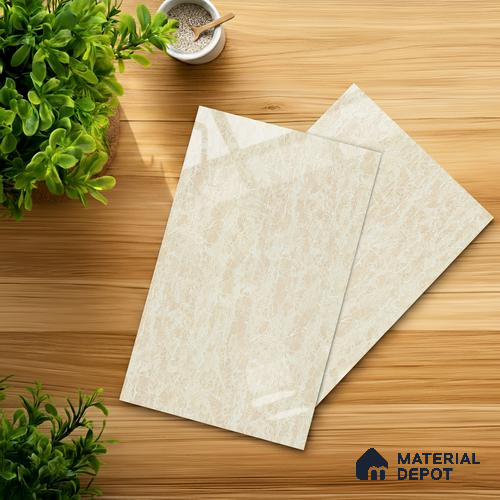 Beige Marble Look LM 10911 8 ft x 4 ft Glossy Finish Decorative Laminate - 1 mm | Suitable for TV Unit, Wardrobe, Kitchen Cabinets