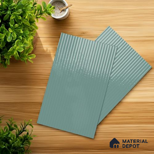 Fluted Solid Color Look LM 21064 B Breezy Blue High Gloss Finish 8 ft x 4 ft Decorative Laminate - 1 mm | Suitable for TV Unit, Wardrobe, Kitchen Cabinets
