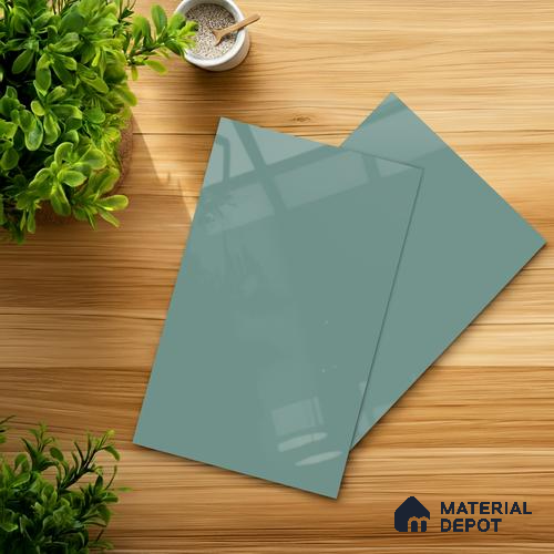 LM 21064 Breezy Blue High Gloss Finish 8 ft x 4 ft Decorative Laminate - 1 mm | Suitable for Living Room, Kitchen, Office