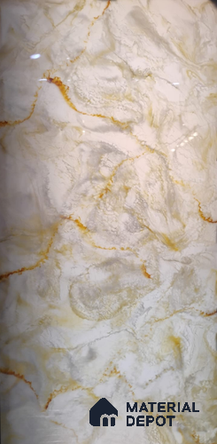 PN 06687 Marble Look Alabaster Sheet 8 ft x 4 ft Texture Finish  - 6 mm | Suitable for  Pooja Room, Feature Wall, Ceiling & Reception