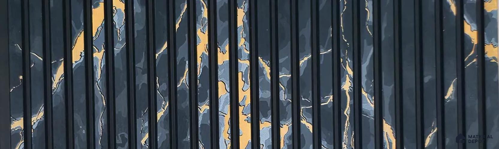 PN 07797 Marble Look Louver 8 ft x 0.65 ft Texture Finish  - 6 mm | Suitable for Feature Wall, TV Unit & Living Room
