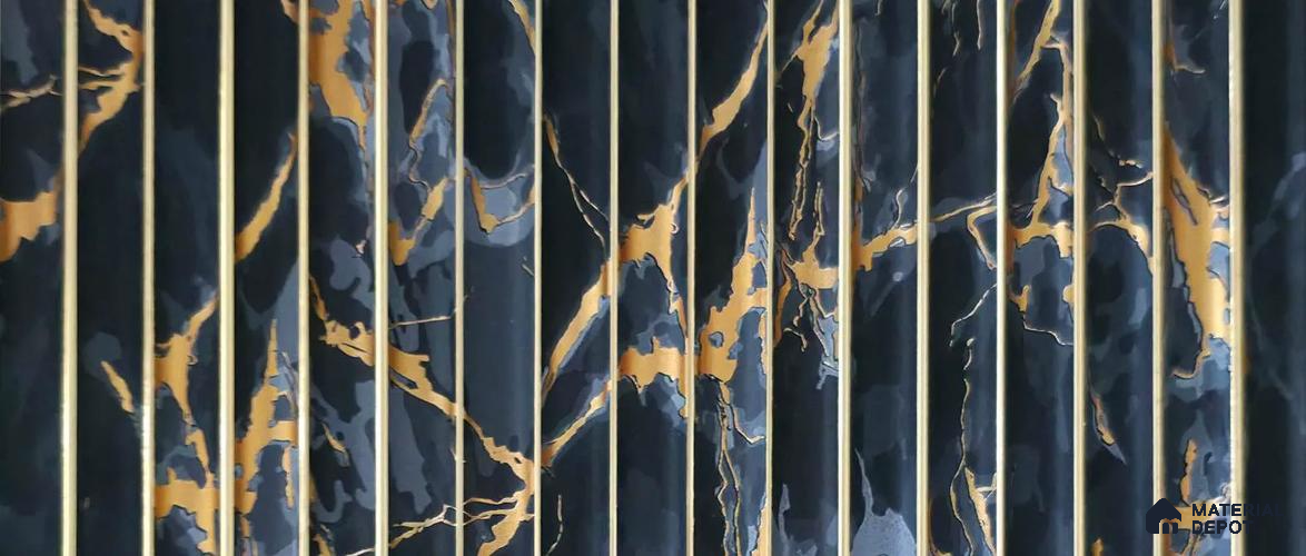 PN 07802 Marble Look Louver 8 ft x 0.65 ft Texture Finish  - 6 mm | Suitable for Feature Wall, TV Unit & Living Room