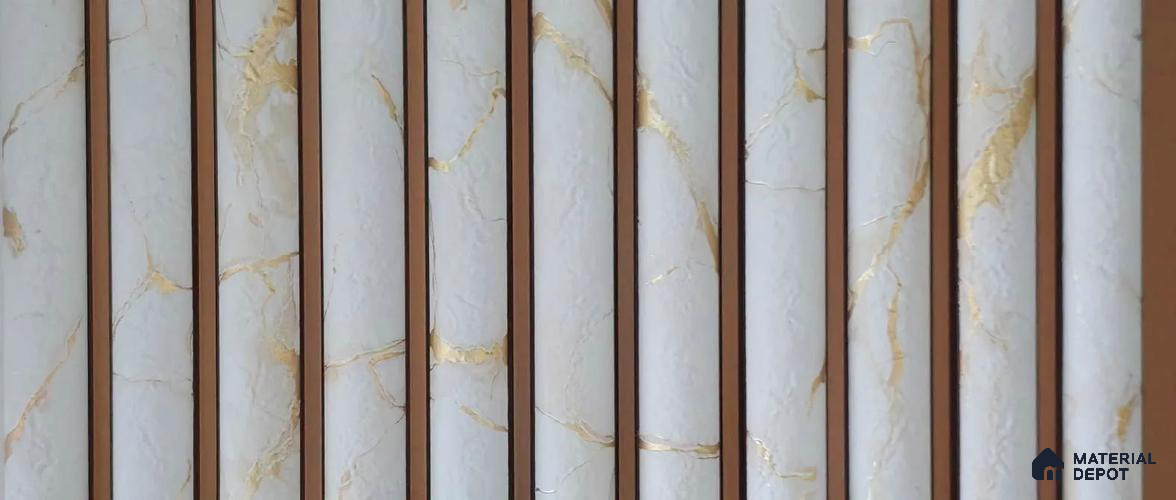 PN 07804 Marble Look Louver 8 ft x 0.65 ft Texture Finish - 6 mm | Suitable for Feature Wall, TV Unit & Living Room