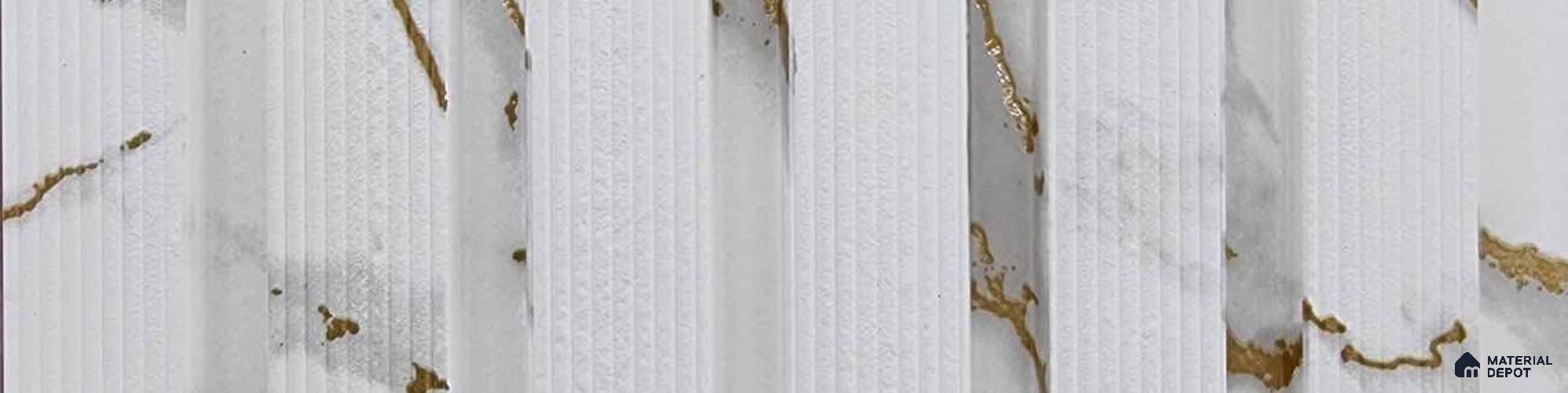 PN 06955 Marble Look Louver1 8 ft x 0.83 ft Texture Finish  - 10 mm | Suitable for Feature Wall, TV Unit & Living Room
