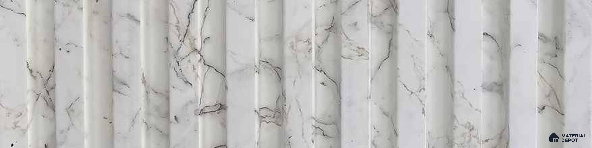 PN 06996 Marble Look Louver1 9.5 ft x 0.83 ft Texture Finish - 10 mm | Suitable for Feature Wall, TV Unit & Living Room