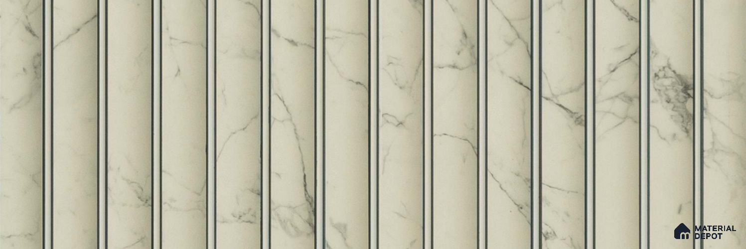 PN 07279 Marble Look Louver 8 ft x 1 ft Texture Finish  - 8 mm | Suitable for Feature Wall, TV Unit & Living Room