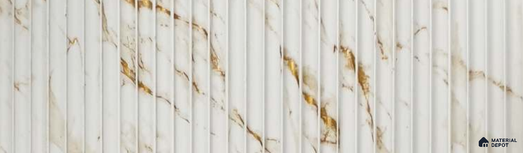 PN 07369 Marble Look Louver 8 ft x 0.65 ft Texture Finish  - 8 mm | Suitable for Feature Wall, TV Unit & Living Room