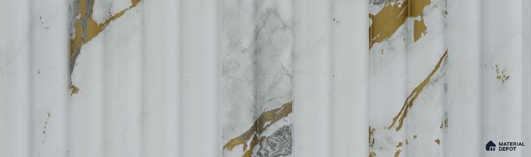PN 07327 Marble Look Louver 8 ft x 0.65 ft Texture Finish  - 8 mm | Suitable for Feature Wall, TV Unit & Living Room