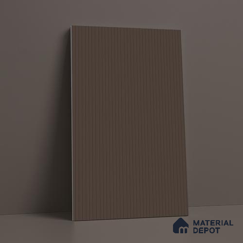 Chocolate Brown Fluted Solid Color LM 18356 8 ft x 4 ft Texture Finish Decorative Laminate - 1.25 mm | Suitable for TV Unit,Wardrobe, Kitchen Cabinets