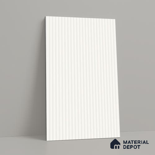 Fluted White Fluted Solid Color LM 18368 8 ft x 4 ft Texture Finish Decorative Laminate - 1.25 mm | Suitable for TV Unit,Wardrobe, Kitchen Cabinets