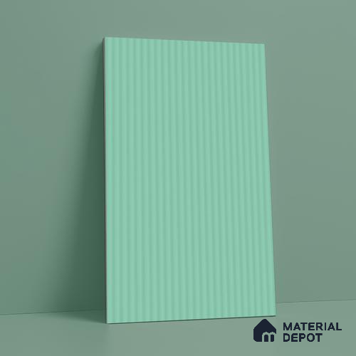 Mint Green Fluted Solid Color LM 18371 8 ft x 4 ft Texture Finish Decorative Laminate - 1.25 mm | Suitable for TV Unit,Wardrobe, Kitchen Cabinets