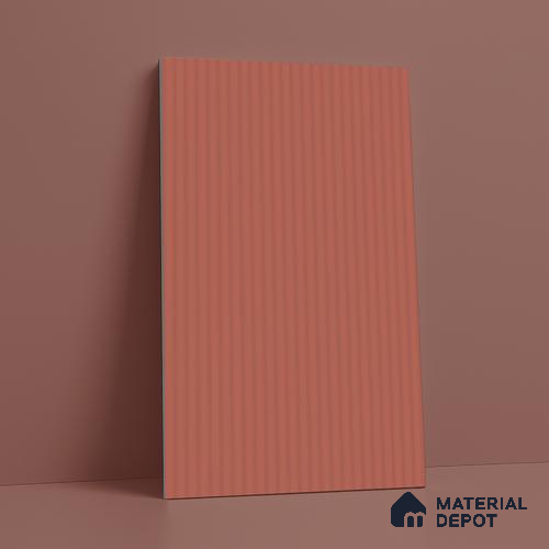 Brick Red Fluted Solid Color LM 18372 8 ft x 4 ft Texture Finish Decorative Laminate - 1.25 mm | Suitable for TV Unit,Wardrobe, Kitchen Cabinets