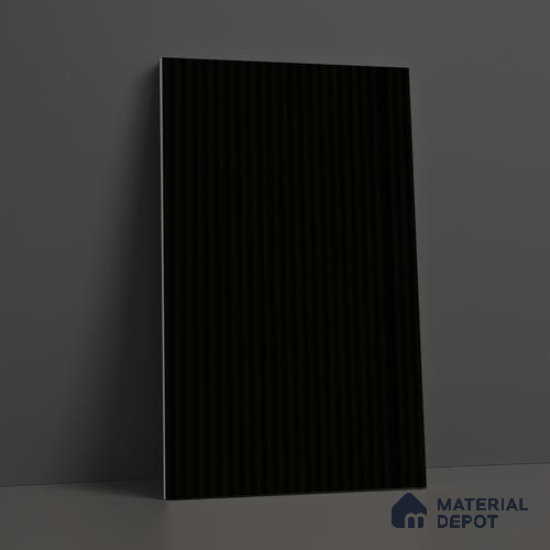 Charcoal Black Fluted Solid Color LM 18373 8 ft x 4 ft Texture Finish Decorative Laminate - 1.25 mm | Suitable for TV Unit,Wardrobe, Kitchen Cabinets