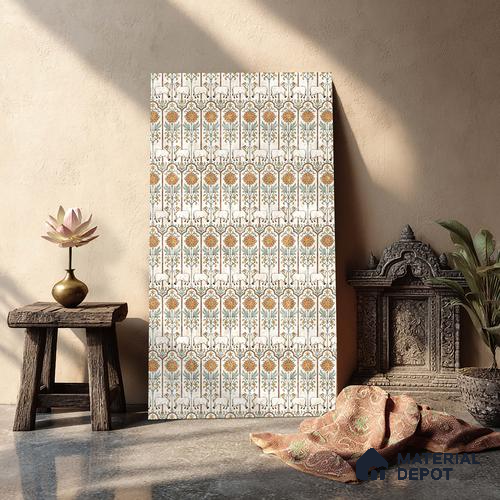 Multi Colour Digital look LM 23936 Nandini Pichwai Art 8 ft x 4 ft Texture Finish Decorative Laminate - 1 mm | Suitable for Living room,TV Unit, Highlighter Wall, Wardrobe, Feature Wall