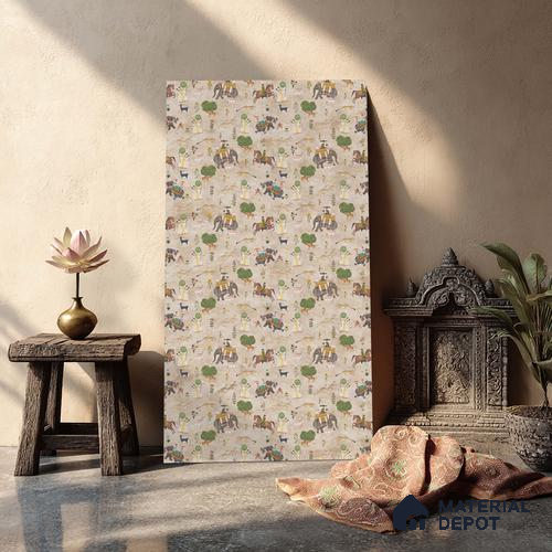 Beige Digital look LM 23940 Abhyaranya Miniature Traditions 8 ft x 4 ft Texture Finish Decorative Laminate - 1 mm | Suitable for Living room,TV Unit, Highlighter Wall, Wardrobe, Feature Wall
