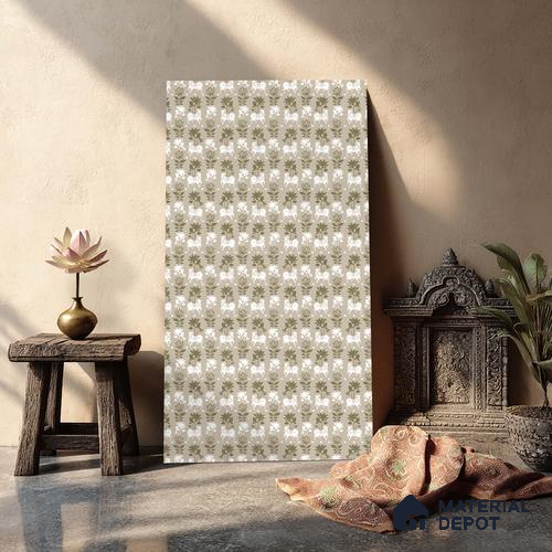 Green Digital look LM 23948 Gaukala Pichwai Art 8 ft x 4 ft Texture Finish Decorative Laminate - 1 mm | Suitable for Living room,TV Unit, Highlighter Wall, Wardrobe, Feature Wall
