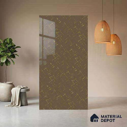 Brown Sparkle look Ferrero 1E179 SCD HGL Muted Sandstone Beige 8 ft x 4 ft High Gloss Finish Decorative Laminate - 1 mm | Matching Rehau Edgeband Code - (110228)