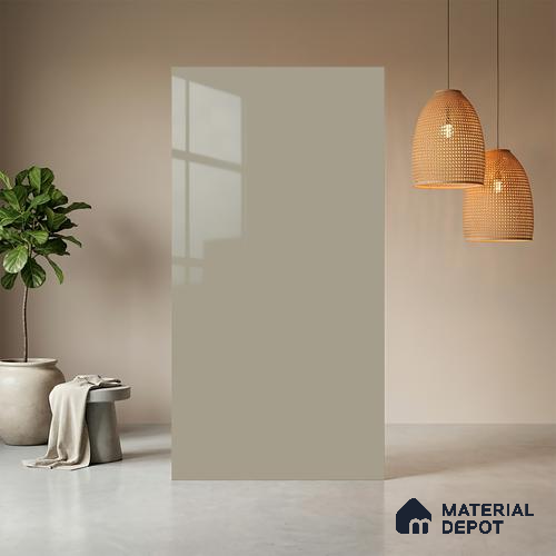 Grey Solid Colors look Ferrero 1E162 HGL Frosted Silver Grey 8 ft x 4 ft High Gloss Finish Decorative Laminate - 1 mm | Suitable for Living Room, Kitchen, Office | Matching E3 Edgeband Code - (1054 HG)