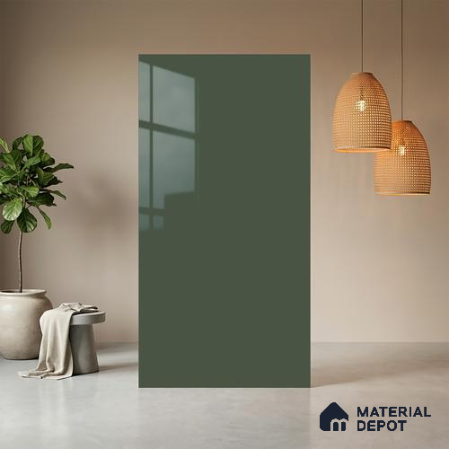 Green Solid Colors look Ferrero 1E236 HGL Teal Green 8 ft x 4 ft High Gloss Finish Decorative Laminate - 1 mm | Suitable for Living Room, Kitchen, Office | Matching Prism Edgeband Code - (10115)