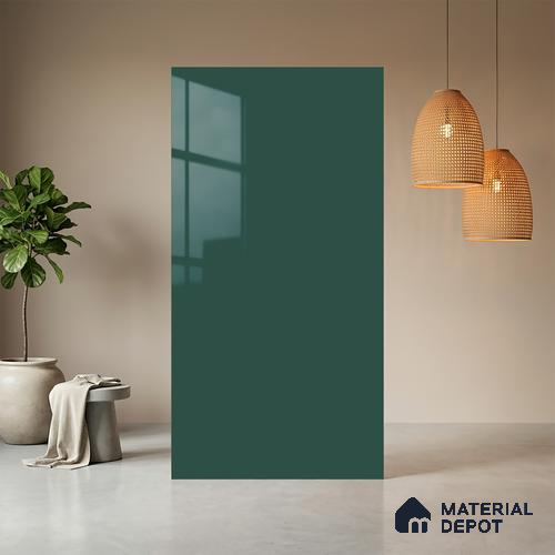 Green Solid Colors look Ferrero 1E237 HGL Rich Teal Blue 8 ft x 4 ft High Gloss Finish Decorative Laminate - 1 mm | Suitable for Living Room, Kitchen, Office | Matching Prism Edgeband Code - (10173)