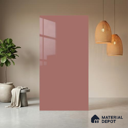 Rosewood Pink Solid Colors Look HG 909 8 ft x 4 ft High Gloss Finish Decorative Laminate - 1 mm | Suitable for Living Room, Kitchen, Office
