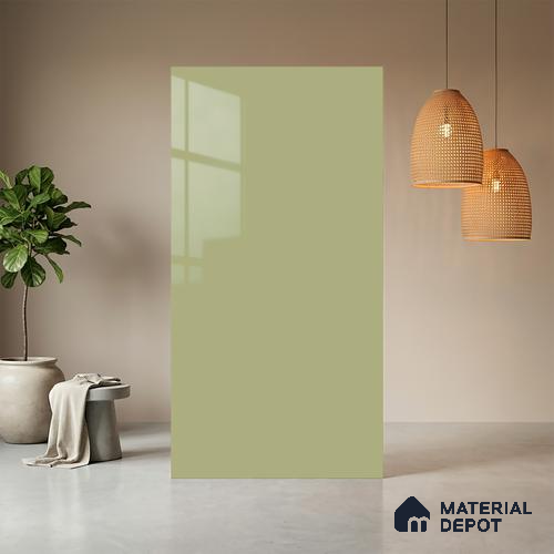 Pistachio Green Solid Colors Look HG 929 8 ft x 4 ft High Gloss Finish Decorative Laminate - 1 mm | Suitable for Living Room, Kitchen, Office