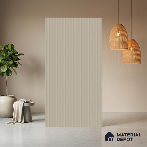 Sandy Beige Fluted Solid Color Look BB 507 8 ft x 4 ft Texture Finish Decorative Laminate - 1 mm | Suitable for TV Unit, Wardrobe, Kitchen Cabinets