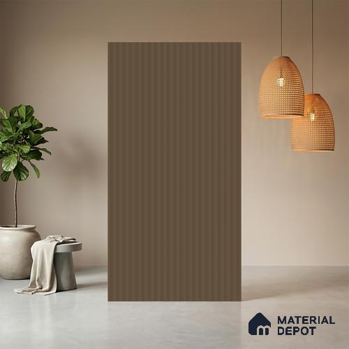 Sandrift Brown Fluted Solid Color Look BB 511 8 ft x 4 ft Texture Finish Decorative Laminate - 1 mm | Suitable for TV Unit, Wardrobe, Kitchen Cabinets