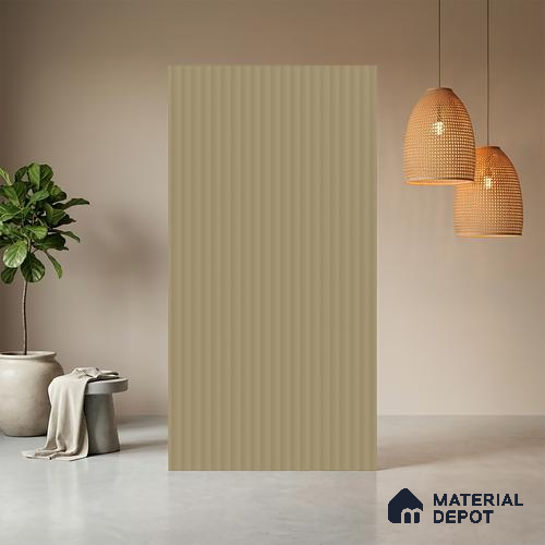 Ivory Beige Fluted Solid Color Look BB 513 8 ft x 4 ft Texture Finish Decorative Laminate - 1 mm | Suitable for TV Unit, Wardrobe, Kitchen Cabinets