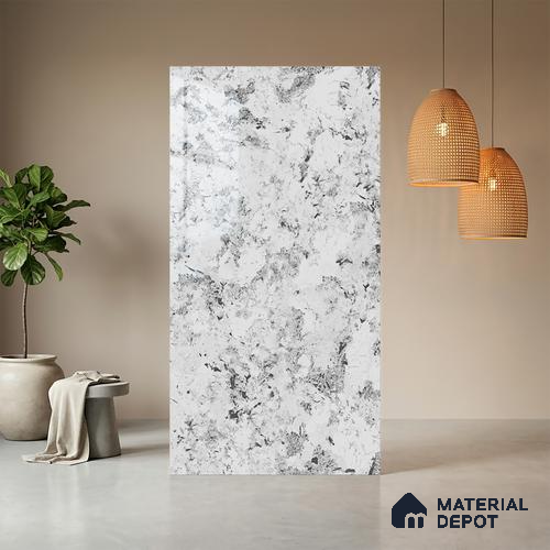 Grey Marble Look LM 20987 8 ft x 4 ft High Gloss Finish Decorative Laminate - 1 mm | Suitable for TV Unit, Wardrobe, Kitchen Cabinets