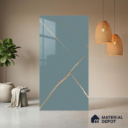 Blue Marble Look LM 20999 8 ft x 4 ft High Gloss Finish Decorative Laminate - 1 mm | Suitable for TV Unit, Wardrobe, Kitchen Cabinets
