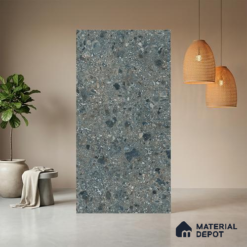 Grey Terrazzo Look LM 21015 8 ft x 4 ft Texture Finish Decorative Laminate - 1 mm | Suitable for TV Unit, Wardrobe, Kitchen Cabinets