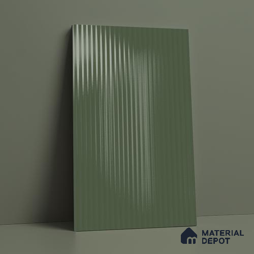 Fluted Solid Color Look LM 21066 C Mint Flute High Gloss Finish 8 ft x 4 ft Decorative Laminate - 1 mm | Suitable for TV Unit, Wardrobe, Kitchen Cabinets