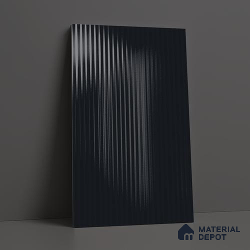 Fluted Solid Color Look LM 21070 C Midnight Navy High Gloss Finish 8 ft x 4 ft Decorative Laminate - 1 mm | Suitable for TV Unit, Wardrobe, Kitchen Cabinets