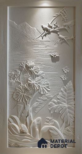 Serene Lotus Lake 3D Wall 7.15 ft x 2.62 ft CNC Made HDHMR Panel - 25 mm