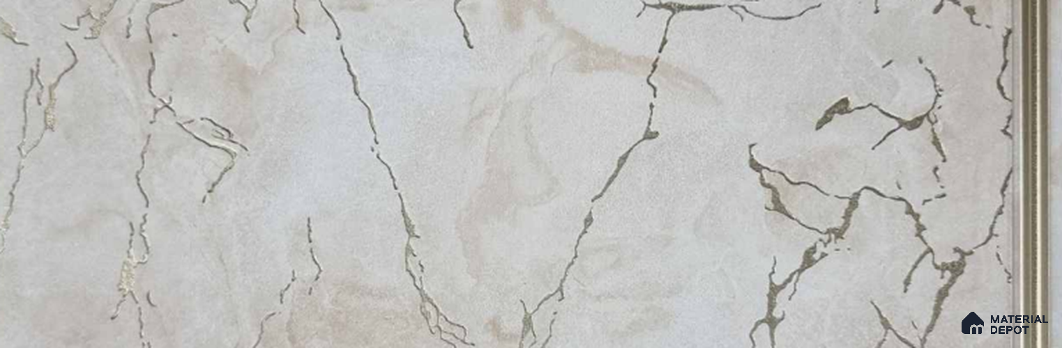 PN 07733 Marble Look Louver 8 ft x 1 ft Texture Finish - 4 mm | Suitable for Feature Wall, TV Unit & Living Room