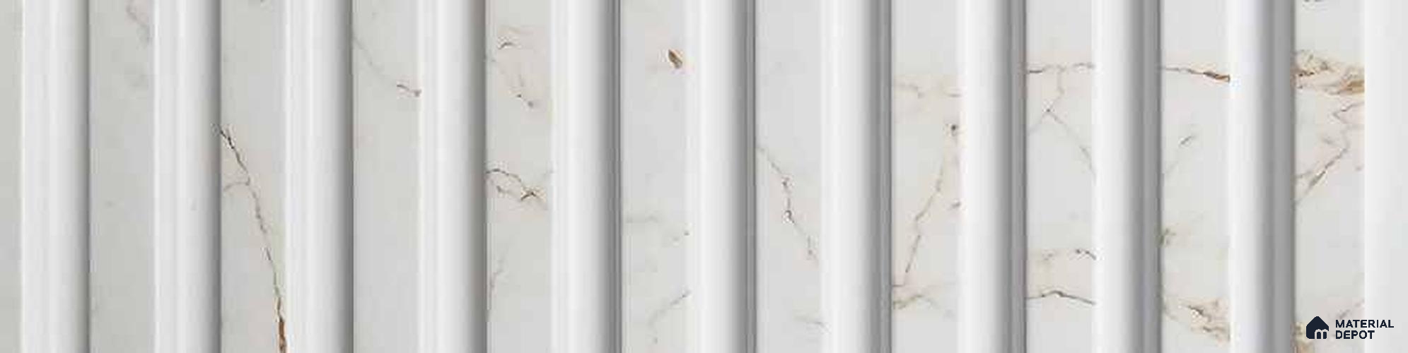 PN 07661 Marble Look Louver 8 ft x 0.83 ft Texture Finish  - 10 mm | Suitable for Feature Wall, TV Unit & Living Room