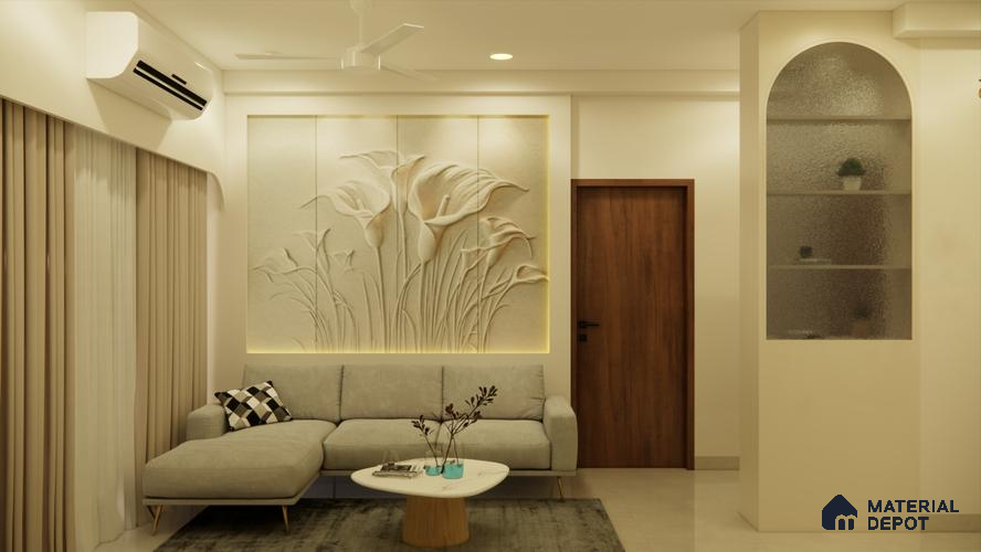 Bloom Crest 3D Wall Design 5.8 ft x 7.4 ft CNC Made HDHMR Panel - 25 mm