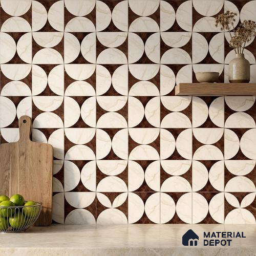 Moroccan Carving Wall & Floor Tile TL 11679 D Marquina Geo 1 ft x 1 ft Ceramic Carving Matte Finish Tile - 10 mm | Suitable For Bathroom, Dining Area & Kitchen Backsplash